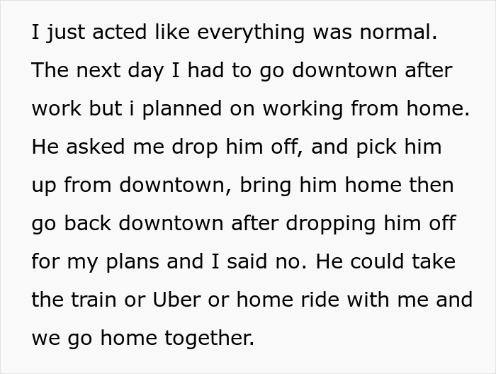 Text excerpt showing a wife asserting herself after her husband tries to take advantage of her submissive nature.