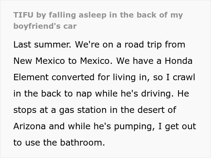 Woman's "Joke" Becomes Her Nightmare When Her BF Drives Off, Leaving Her Stranded With No Phone Woman's "Joke" Becomes Her Nightmare When Her BF Drives Off, Leaving Her Stranded With No Phone