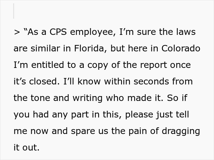 Text excerpt discussing CPS laws and entitlement to reports, highlighting postpartum boundaries and harsh retaliation experiences.