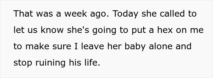 Text message conversation describing a woman threatening a hex after a catfish attempt backfired spectacularly.