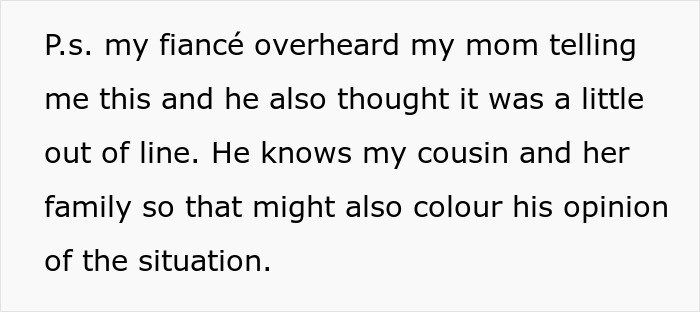 Text excerpt discussing an attention-seeking mom wanting to dress her 3-year-old daughter like the bride at a wedding.