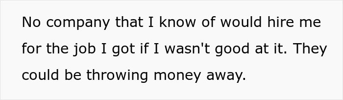 Text image showing a quote about job skills related to a woman firing back after sister insults her, involving her husband and kids.