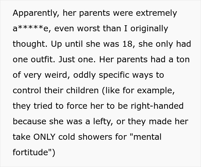 Text excerpt about childhood trauma caused by controlling parents, highlighting emotional impact and unusual upbringing.