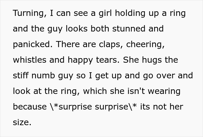 Man's planned proposal goes awry as his ring ends up in another woman's dessert at a crowded celebration.