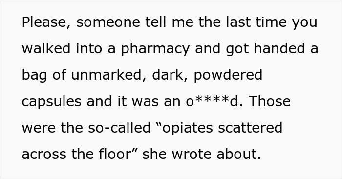 Text excerpt discussing unmarked powdered capsules allegedly linked to postpartum boundaries retaliation in a personal story.