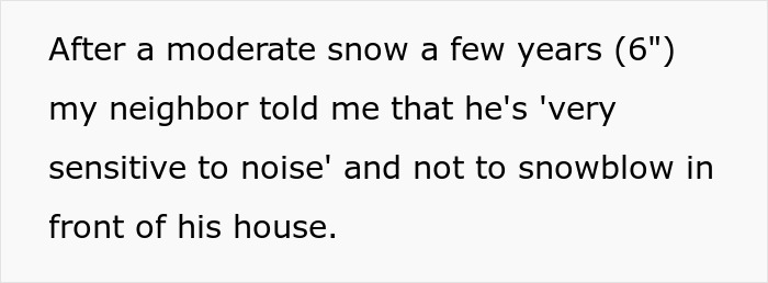 Man with a snowblower clearing snow, ensuring mean neighbor&rsquo;s driveway is the only one covered in snow.