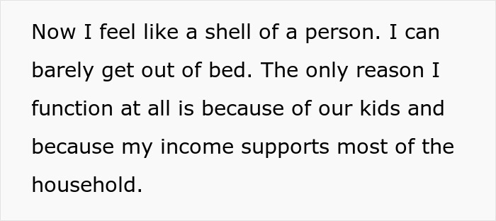 Depressed wife shares feelings of emptiness and struggle, while man navigates poly relationship and household responsibilities.