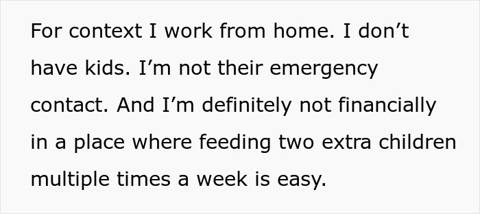 Text explaining a childfree bestie refusing to babysit and feed entitled mom&rsquo;s kids multiple times a week.