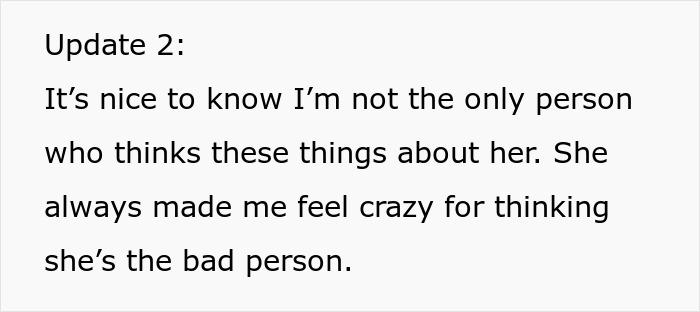 Text update about a woman acting crazy over inheritance and causing conflict with her late husband's daughter.