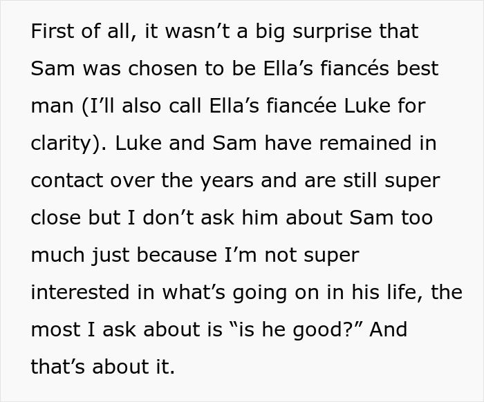 Text excerpt describing a man struggling with his girlfriend&rsquo;s maid of honor duties at a friend&rsquo;s wedding.