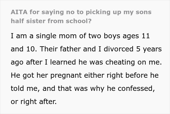 Single mom shares story about cheating guy expecting ex-wife to drive his new kid, receiving swift reality check.