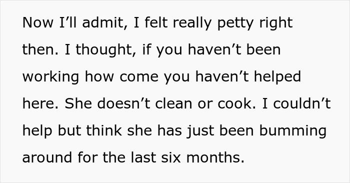 Text excerpt about girlfriend quitting her job but pretending to work, causing boyfriend distress after six months.