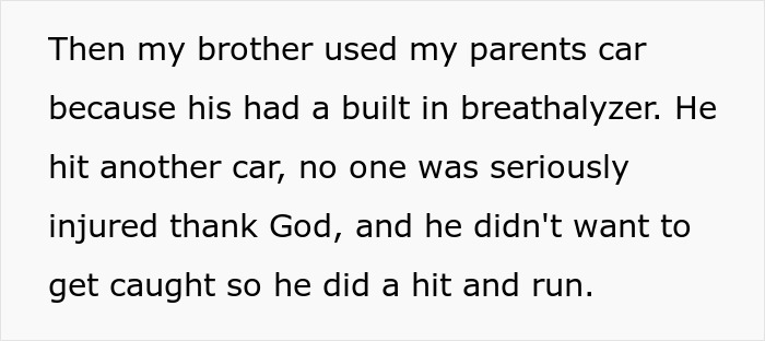 Text excerpt describing a favored child involved in a hit-and-run, highlighting parents' favoritism and criminal behavior.