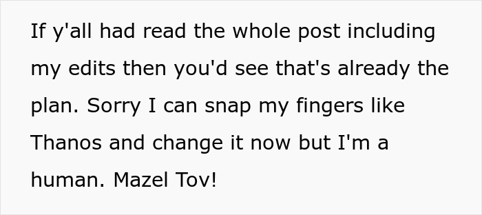 Text excerpt discussing editing plans, referencing snapping fingers like Thanos, related to naming son Harry Potter content.