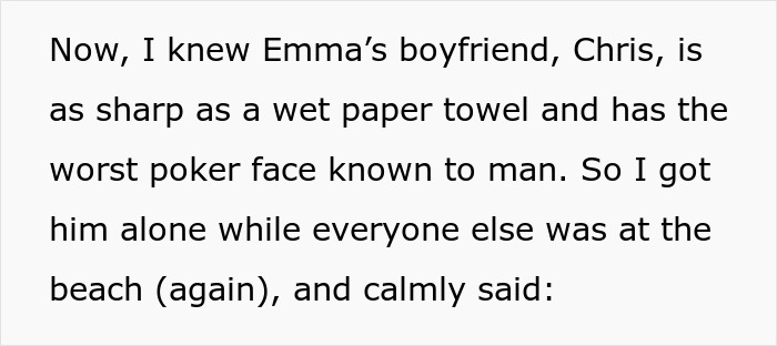 Text excerpt from a story about a man whose family moves in, revealing the real reason after his wife finds out.