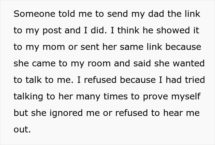 Text excerpt showing a personal confession about family conflict and younger sister trouble in a private room.