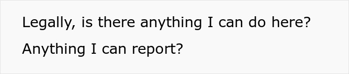 Text asking if there is anything legally actionable to report, related to therapy funding and marriage issues.