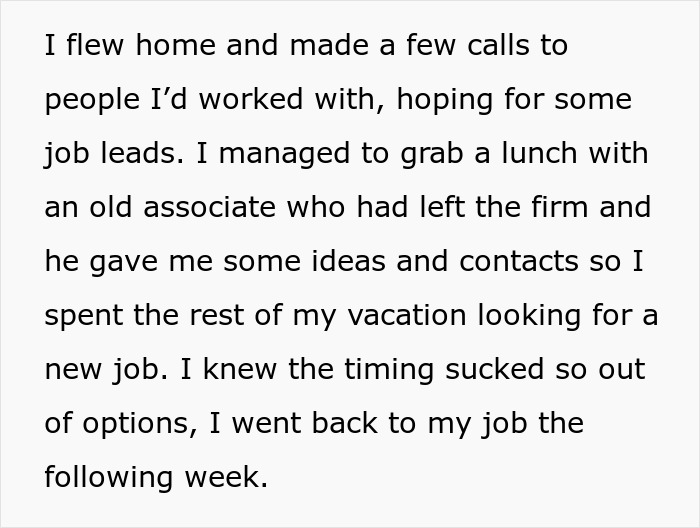 Text excerpt discussing a top employee seeking new job opportunities after poor recognition and excuses from the boss.