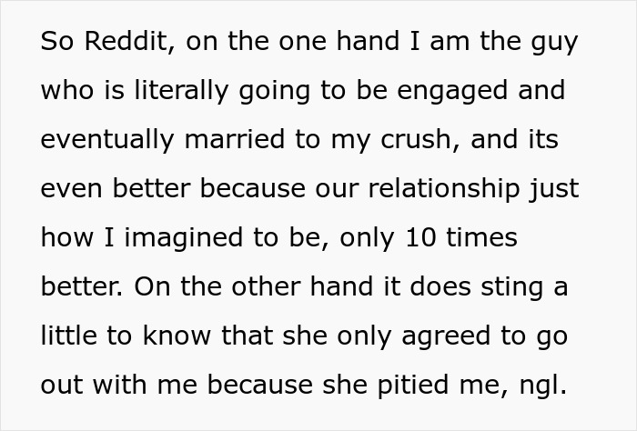 Guy Finds Out His Dream Girl Went On A Date With Him Out Of Pity: "Let Him Down Easy"