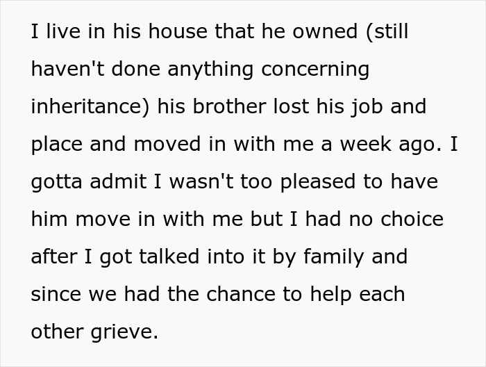 Alt text: Woman kicks late husband's brother and his kids out after he wears his clothes and uses his stuff.