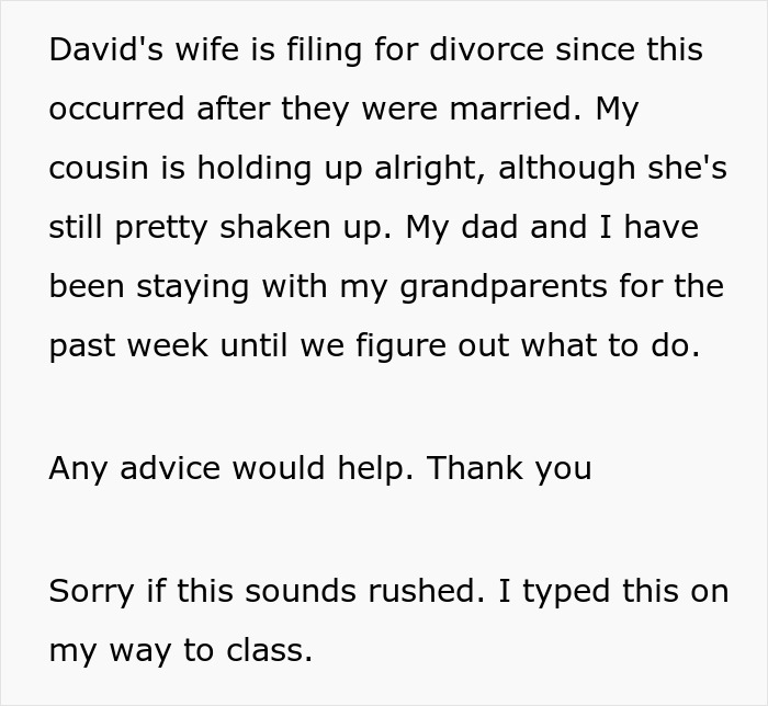 Text excerpt about family chaos after one DNA test reveals uncle is actually dad, impacting multiple relatives and causing distress.