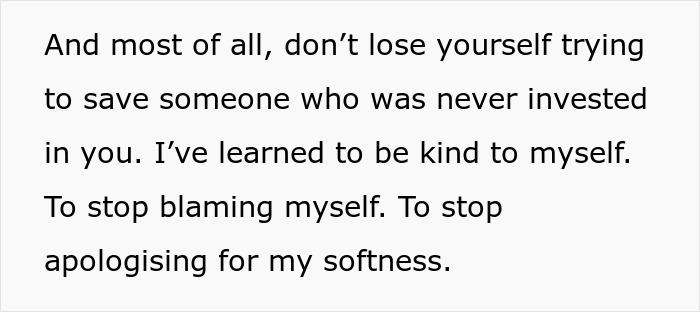 Text about self-kindness and forgiveness, highlighting a woman's journey after marrying and uncovering her husband&rsquo;s secret.