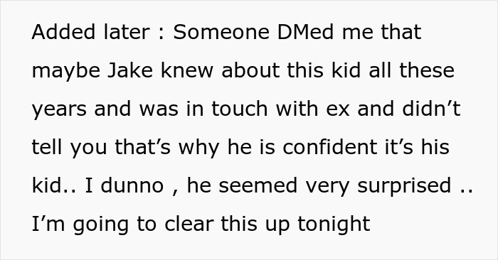 Text message excerpt discussing a man&rsquo;s marriage on the rocks after learning he has a 12-year-old daughter.