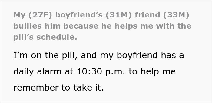 Couple managing pill schedule together while boyfriend's friend teases him, highlighting pill relationship and bullying issues. Couple managing pill schedule together while boyfriend's friend teases him, highlighting pill relationship and bullying issues.