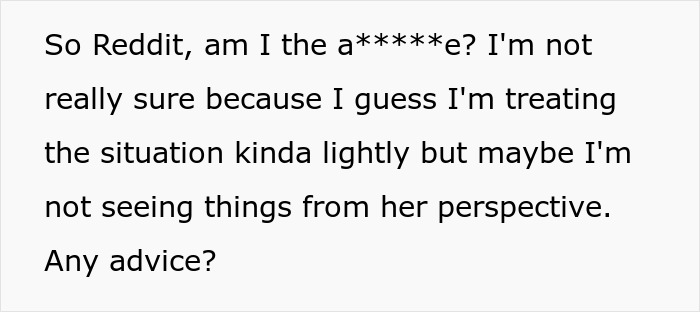 Text post from Reddit asking for advice, showing a woman upset her boyfriend likes her gift despite expecting a breakup.