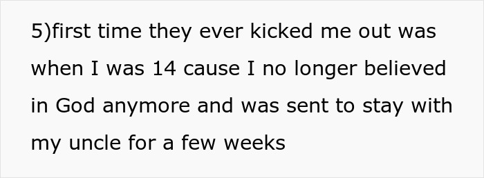 Text excerpt from a story about family conflict, kidney request, and estrangement after being kicked out at age 14.