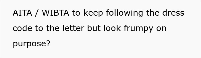 Alt text: Woman in frumpy clothes at work using her outfit as a shield from harassment while facing professional dress code criticism