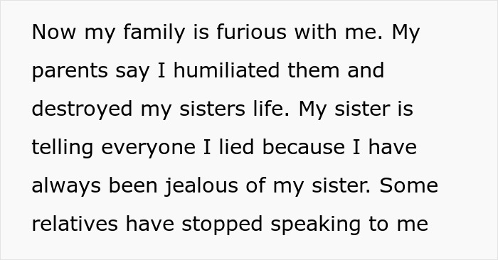 Text excerpt about family conflict involving a neglectful mom and parents defending her despite sister calling CPS.