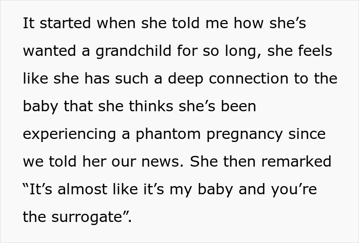 Pregnant woman feeling uncomfortable with mother-in-law&rsquo;s intense involvement and phantom pregnancy remarks after pregnancy news.