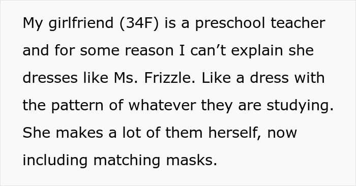 Man wants girlfriend to stop dressing like Ms Frizzle, faces online backlash and a harsh reality check in real life.