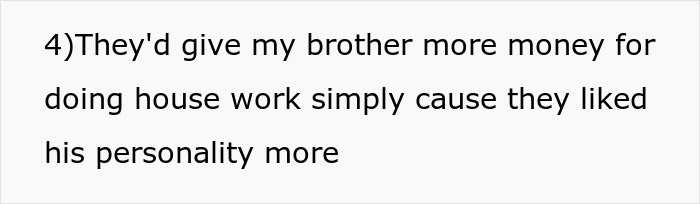 Text excerpt about family favoring brother with kindness and money despite unfair treatment involving kidney request.