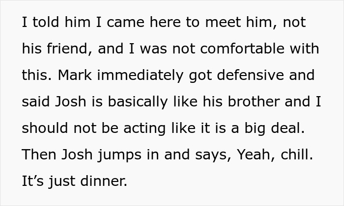 Text conversation showing a nervous guy bringing his bestie to chaperone his first date, causing tension.