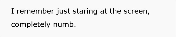 Text on screen showing a person expressing numbness related to postpartum boundaries and traumatic experiences.