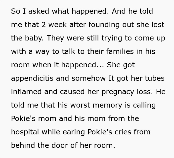 Text excerpt describing a husband's painful memory involving pregnancy loss and family hospital calls, reflecting husband-best-friend-cheating context.