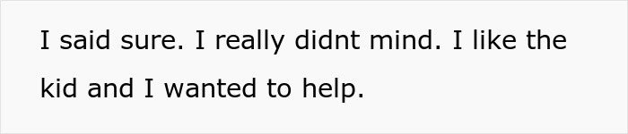 Text saying someone agreed to help a kid, emphasizing aunt rearranging whole schedule for nephew and respect conflict. Text saying someone agreed to help a kid, emphasizing aunt rearranging whole schedule for nephew and respect conflict.