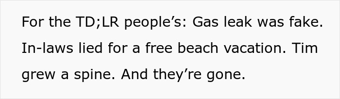 Text message revealing man kicks his family out after wife discovers truth behind family's move-in request.