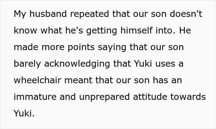 Ableist dad worries about 13-year-old son&rsquo;s future after confessing love for a wheelchair user named Yuki.