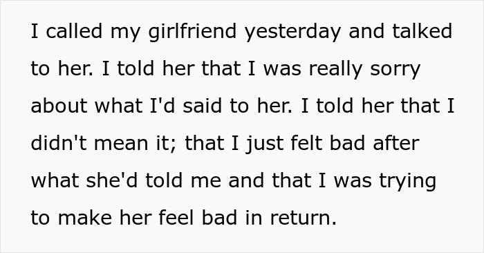 Text message conversation showing a boyfriend apologizing after relationship drama about manly ex comments erupts.