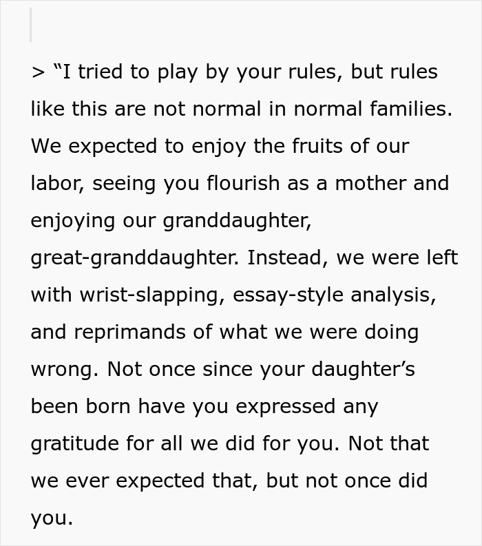 Text excerpt discussing retaliation against postpartum boundaries, focusing on family conflict and emotional struggles.