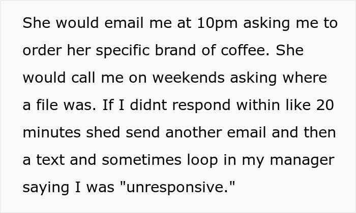 Pushy colleague constantly emails and calls office coordinator late, testing limits and facing consequences for their behavior.