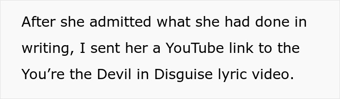 Text on white background about postpartum boundaries and a YouTube link to a lyric video titled You’re the Devil in Disguise.