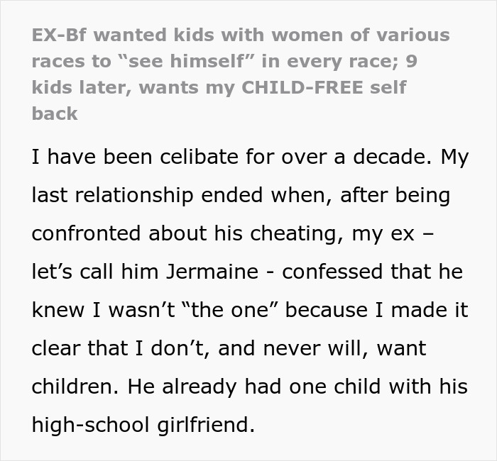 Alt text: Man with 9 kids and numerous baby mamas tries to win back child-free ex who rejects him.