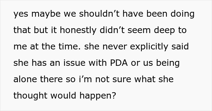 Text discussing uncertainty around PDA and being alone, related to weird mom spying with hidden cameras and moral policing. Text discussing uncertainty around PDA and being alone, related to weird mom spying with hidden cameras and moral policing.