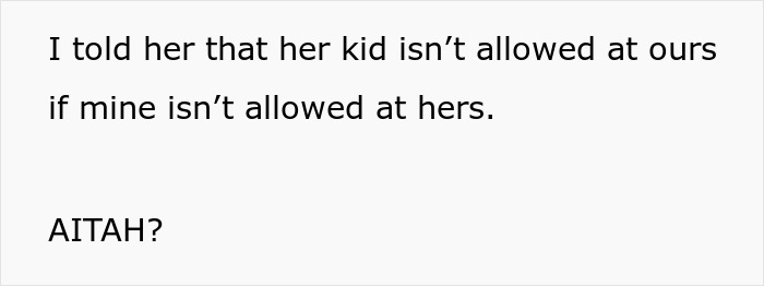 Text conversation questioning hosting playdates due to messiness and boundary expectations between neighbors.