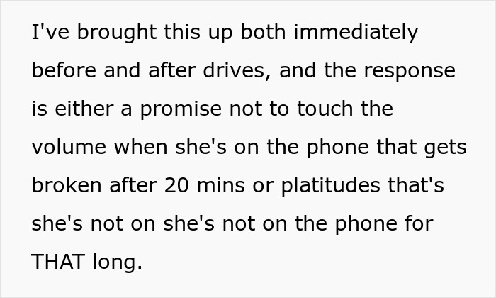 Text excerpt showing a partner faceplate discussion with an annoyed girlfriend about muting music during calls.