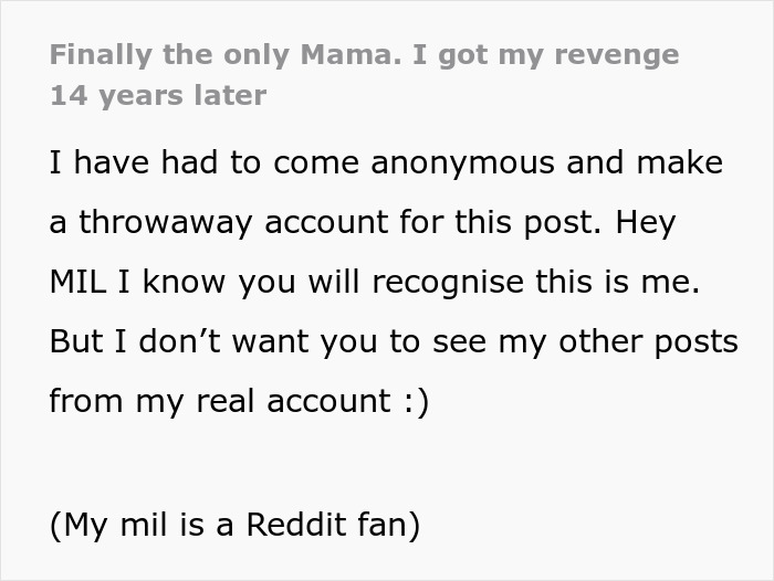 Text post showing a teen sharing a story about putting grandma in her place, making mom proud in a family setting.